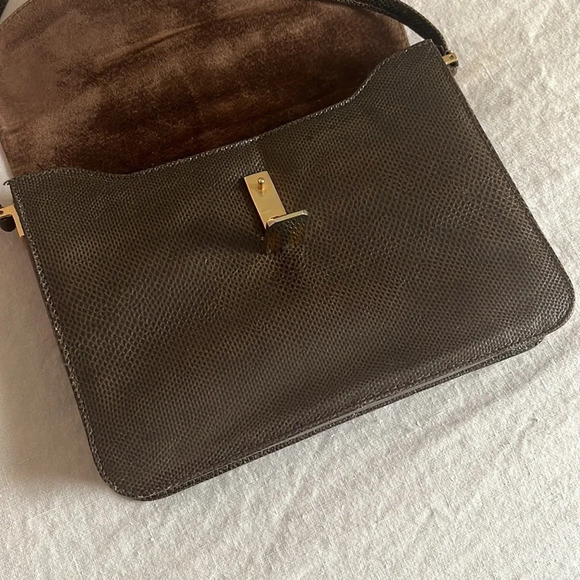 Vintage 1980’s Jay Herbert New York Accordion Style Brown Snakeskin Handbag - Picture 5 of 13